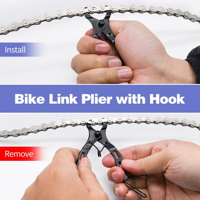 Ruby Q Bike Chain Kit, 6/7/8 speed Multi-Function Bike Mechanic Repair Kit, Chain Breaker and Bike Link Plier with Hook and 6 Pairs Bicycle Buckle, Reusable - Image 4